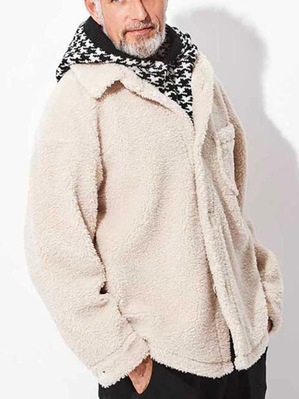 Men's Full Size Button Up Drop Shoulder Sherpa Jacket Plus Size - Men's jackets by Trendsi | Available at Handbags Specialist Headquarter