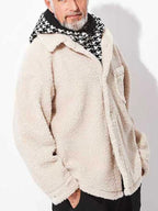 Men's Full Size Button Up Drop Shoulder Sherpa Jacket Plus Size - Men's jackets by Trendsi | Available at Handbags Specialist Headquarter