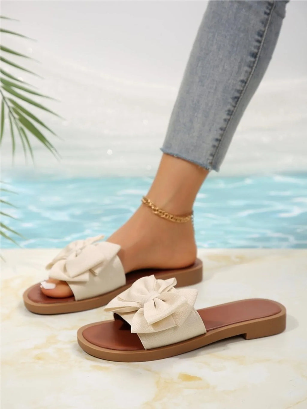 Bow-Tie Open Toe Flats Sandals - Women Sandals by Trendsi | Available at Handbags Specialist Headquarter