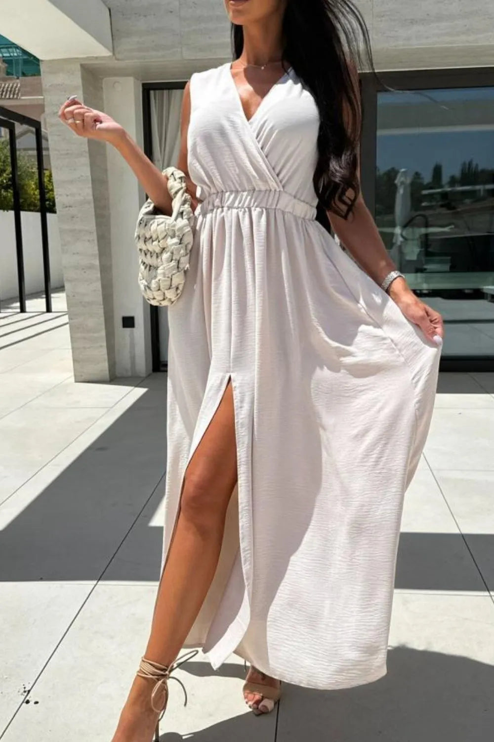 Surplice Sleeveless Slit Maxi Dress - Maxi Dress by Trendsi | Available at Handbags Specialist Headquarter