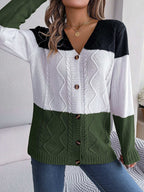 DualTone Cozy Button-Up Sweater - Women's sweatshirts by Trendsi | Available at Handbags Specialist Headquarter