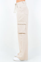 American Bazi Full Size Drawstring Wide Leg Cargo Pants Plus Size -  by Trendsi | Available at Handbags Specialist Headquarter