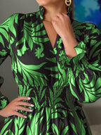 Printed Flounce Sleeve Maxi Dress - Maxi Dress by Trendsi | Available at Handbags Specialist Headquarter