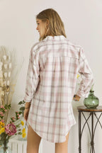 ADORA utton Down Plaid Shirt - Women's Down Shirt Tops by Trendsi | Available at Handbags Specialist Headquarter