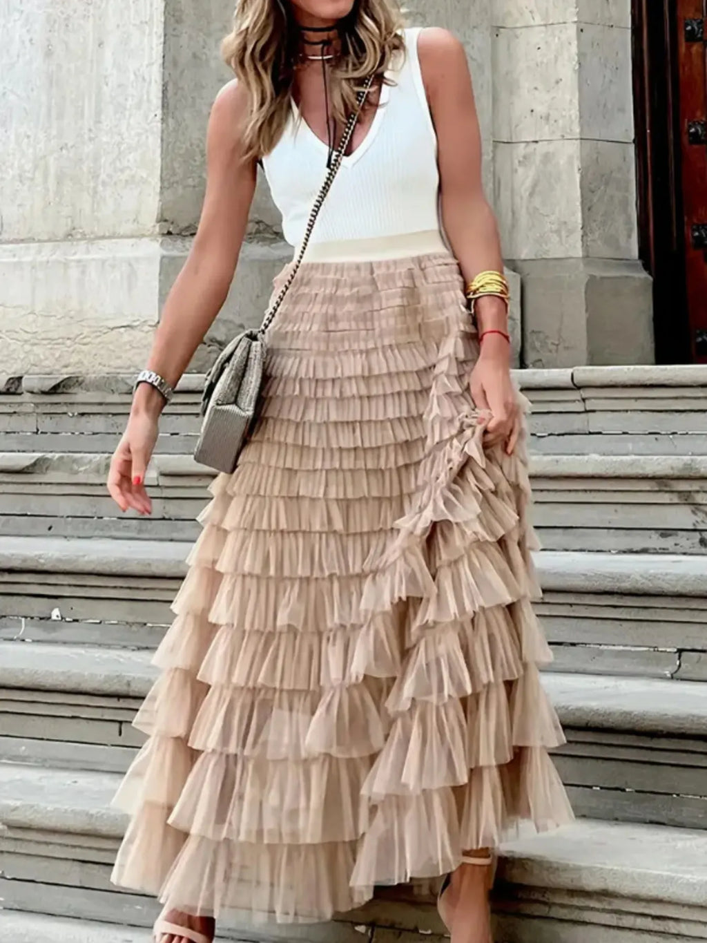 Layered Ruffle Maxi Skirt - Skirts by Trendsi | Available at Handbags Specialist Headquarter