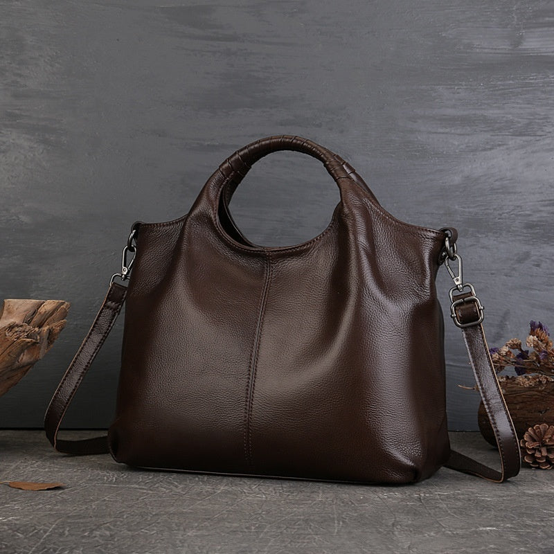 Retro Luxe: Genuine Leather Women's Tote - Handbags by Trendsi | Available at Handbags Specialist Headquarter