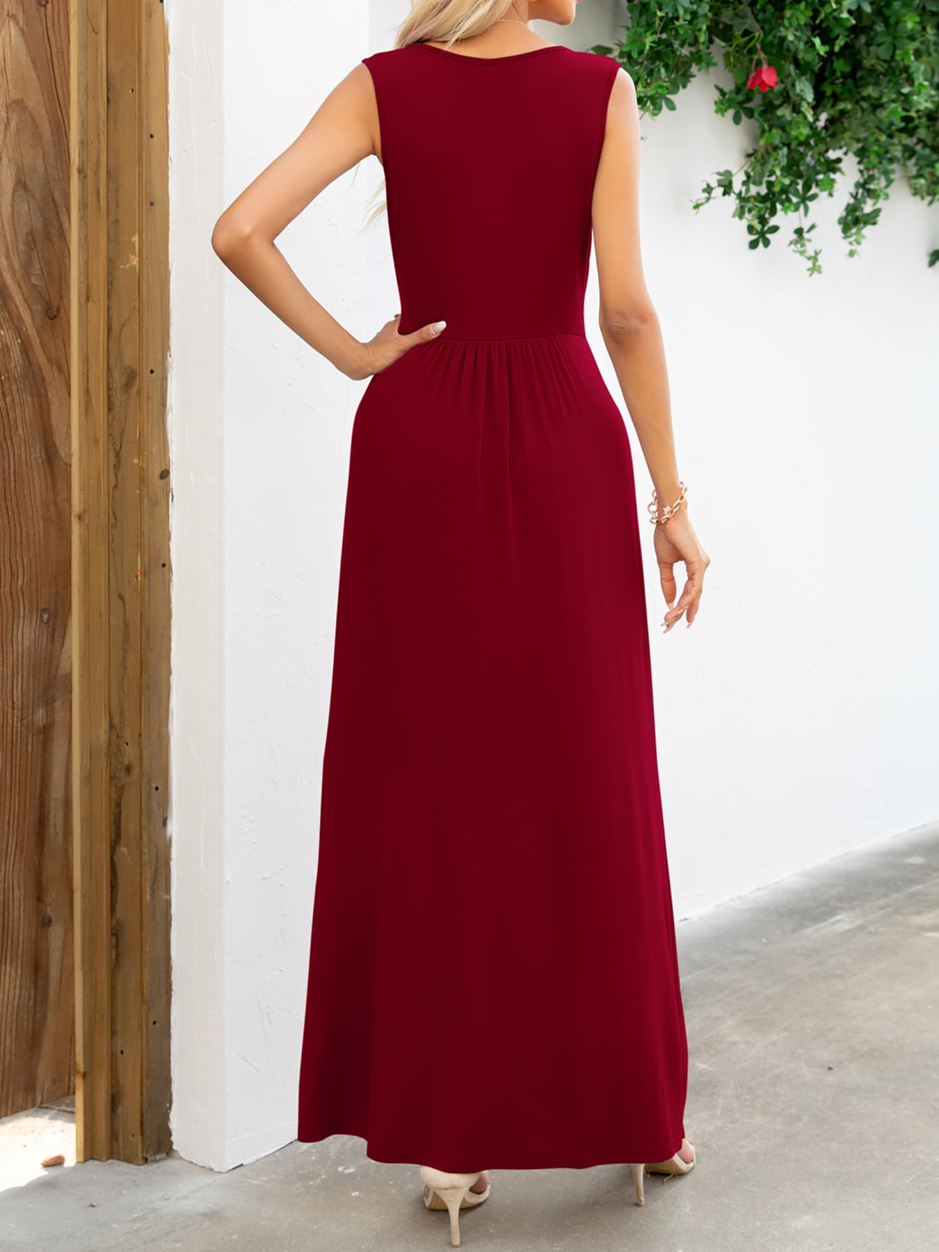 Surplice Neck Sleeveless Maxi Dress - Maxi Dress by Trendsi | Available at Handbags Specialist Headquarter