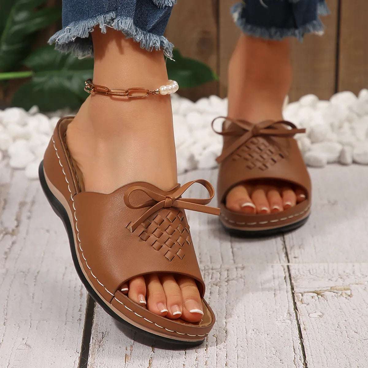 Open Toe Wedge Sandals - Women Sandals by Trendsi | Available at Handbags Specialist Headquarter
