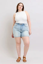 Judy Blue Full Size 2 Button Denim Shorts with Pockets Plus Size - Women / Jeans & Denim by Trendsi | Available at Handbags Specialist Headquarter