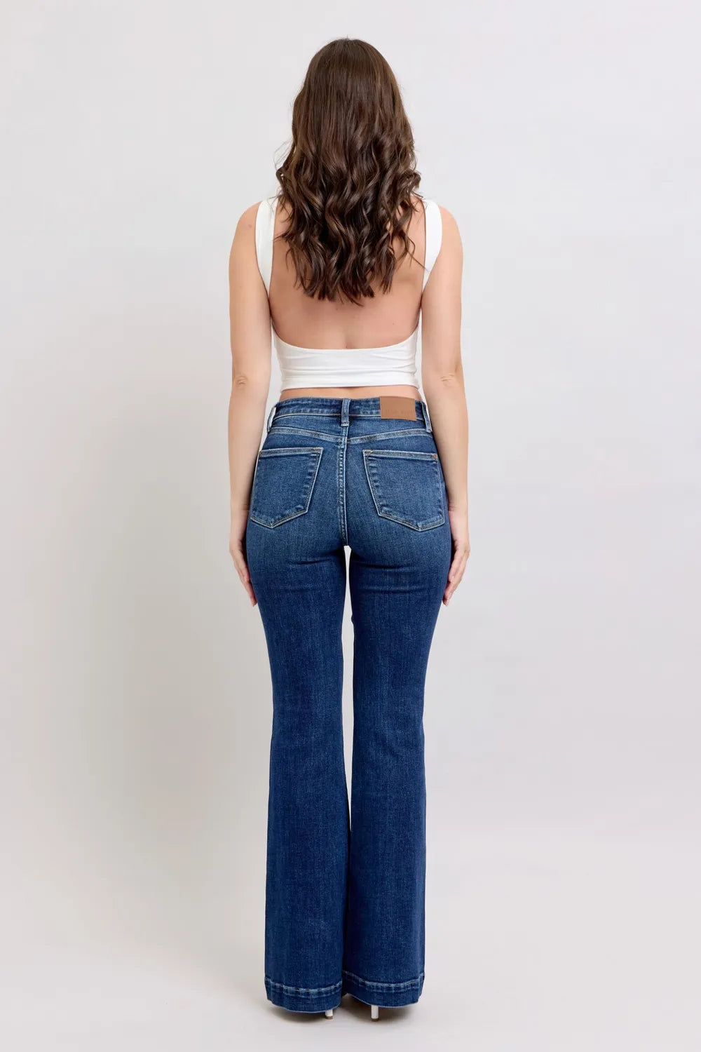 Judy Blue Full Size High Rise Flare Jeans with Pockets Plus Size - Women / Jeans & Denim by Trendsi | Available at Handbags Specialist Headquarter