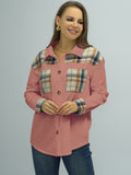 Shiny Plaid Button Down Shirt - Women's Down Shirt Tops by Trendsi | Available at Handbags Specialist Headquarter