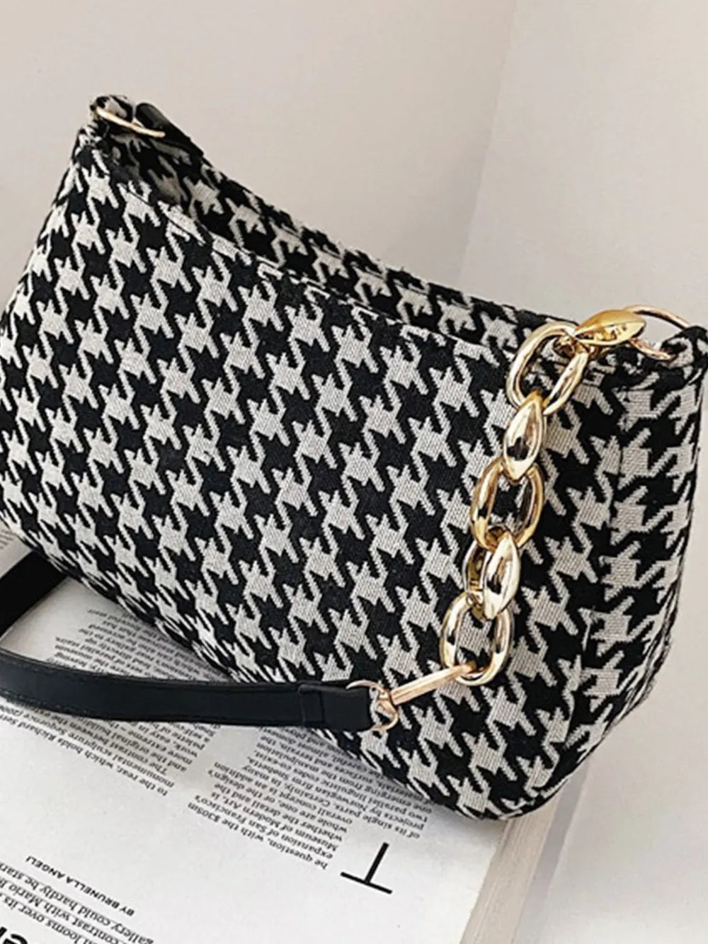 Houndstooth Polyester Handbag - handbags by Trendsi | Available at Handbags Specialist Headquarter