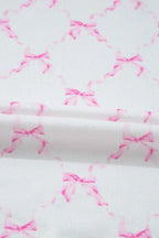 Bow Print Lettuce Trim Round Neck Top and Shorts Lounge Set - Sleepwear by Trendsi | Available at Handbags Specialist Headquarter