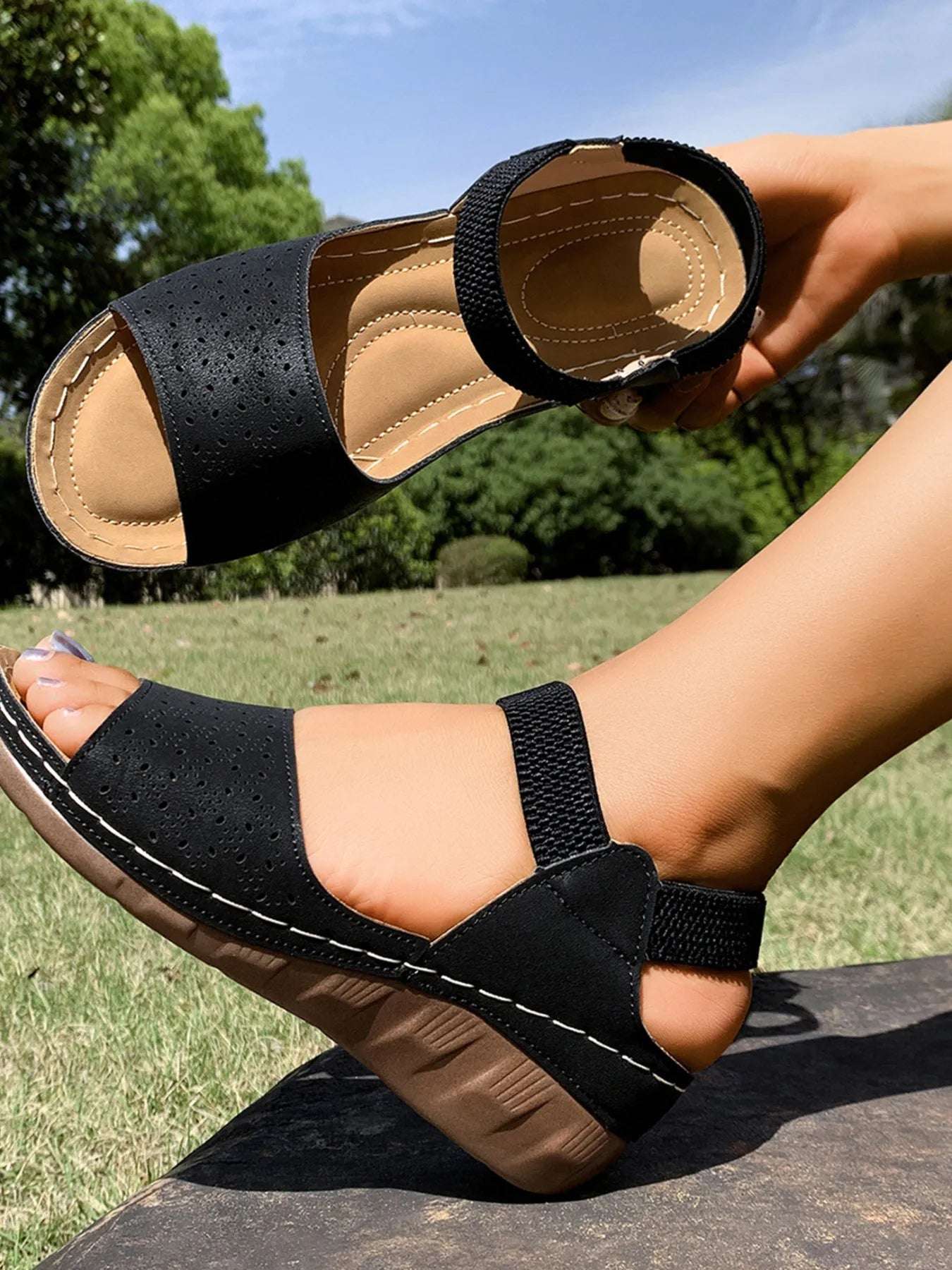 Open Toe Wedge Sandals -  by Trendsi | Available at Handbags Specialist Headquarter