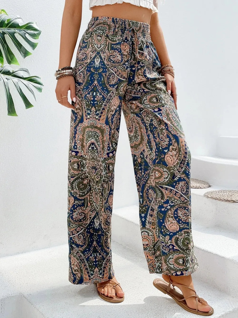 Printed Wide Leg Pants - Women Pants by Trendsi | Available at Handbags Specialist Headquarter