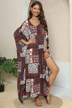 Printed V-Neck Split Maxi Dress - Maxi Dress by Trendsi | Available at Handbags Specialist Headquarter