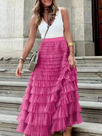 Layered Ruffle Maxi Skirt - Skirts by Trendsi | Available at Handbags Specialist Headquarter