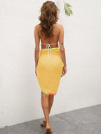 Rainbow Pompom Trim Swim Skirt -  by Trendsi | Available at Handbags Specialist Headquarter