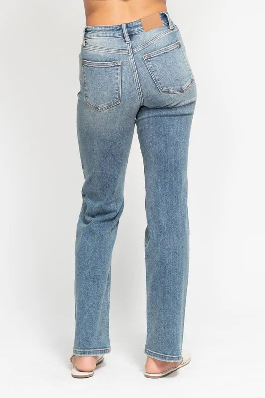Judy Blue Full Size High Waist Distressed Dad Jean Plus Size - Women / Jeans & Denim by Trendsi | Available at Handbags Specialist Headquarter