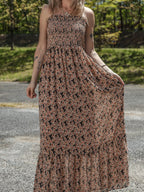 Printed Smocked Bodice Maxi Dress - Maxi Dress by Trendsi | Available at Handbags Specialist Headquarter