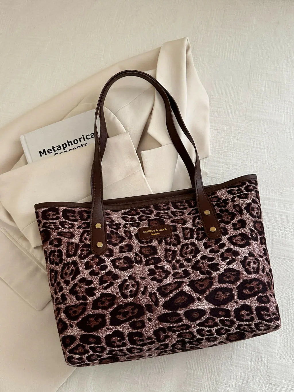 Leopard Polyester Tote Bag - Tote Bag by Trendsi | Available at Handbags Specialist Headquarter