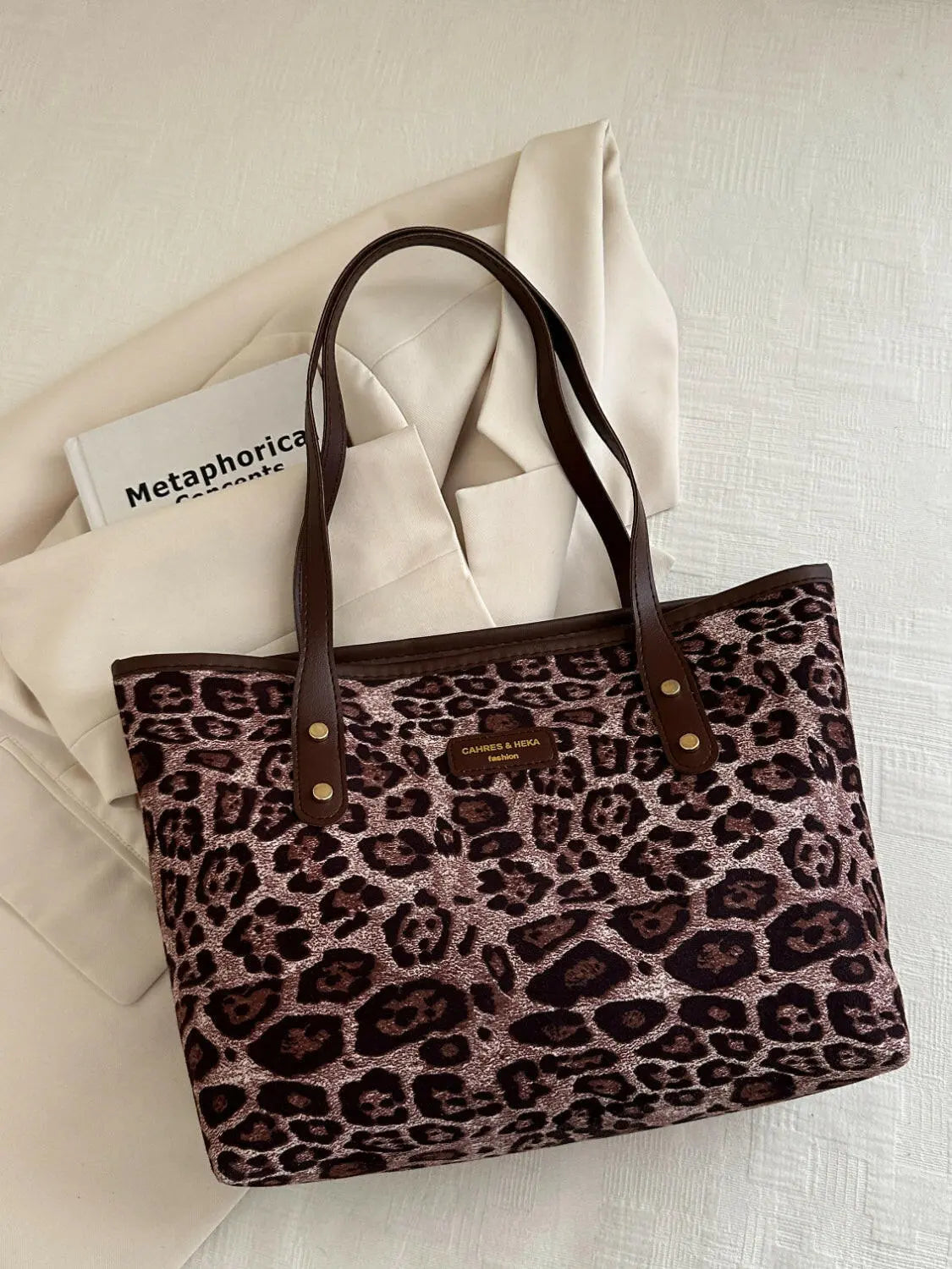 Leopard Polyester Tote Bag - Tote Bag by Trendsi | Available at Handbags Specialist Headquarter