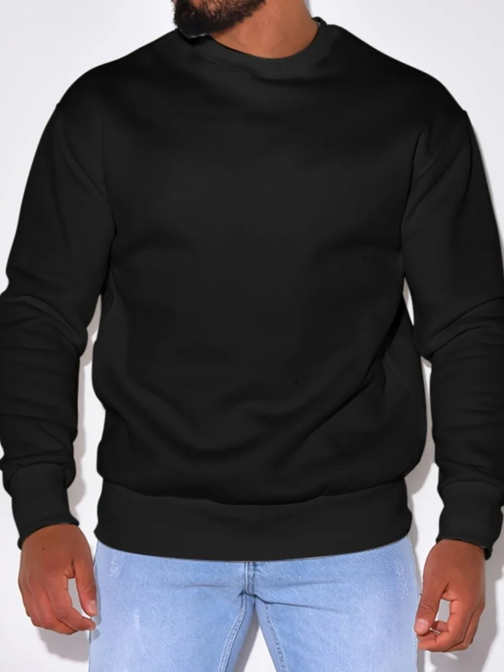 Men's Plus Size Round Neck Sweatshir - Men's Sweatshirts by Trendsi | Available at Handbags Specialist Headquarter