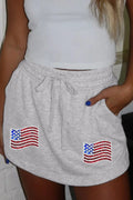American Flag Embroidered Drawstring Casual Skirt - Skirts by Trendsi | Available at Handbags Specialist Headquarter