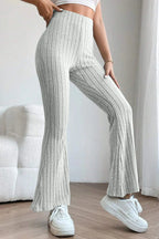 Basic Bae Full Size Ribbed High Waist Flare Pants - Women Pants by Trendsi | Available at Handbags Specialist Headquarter