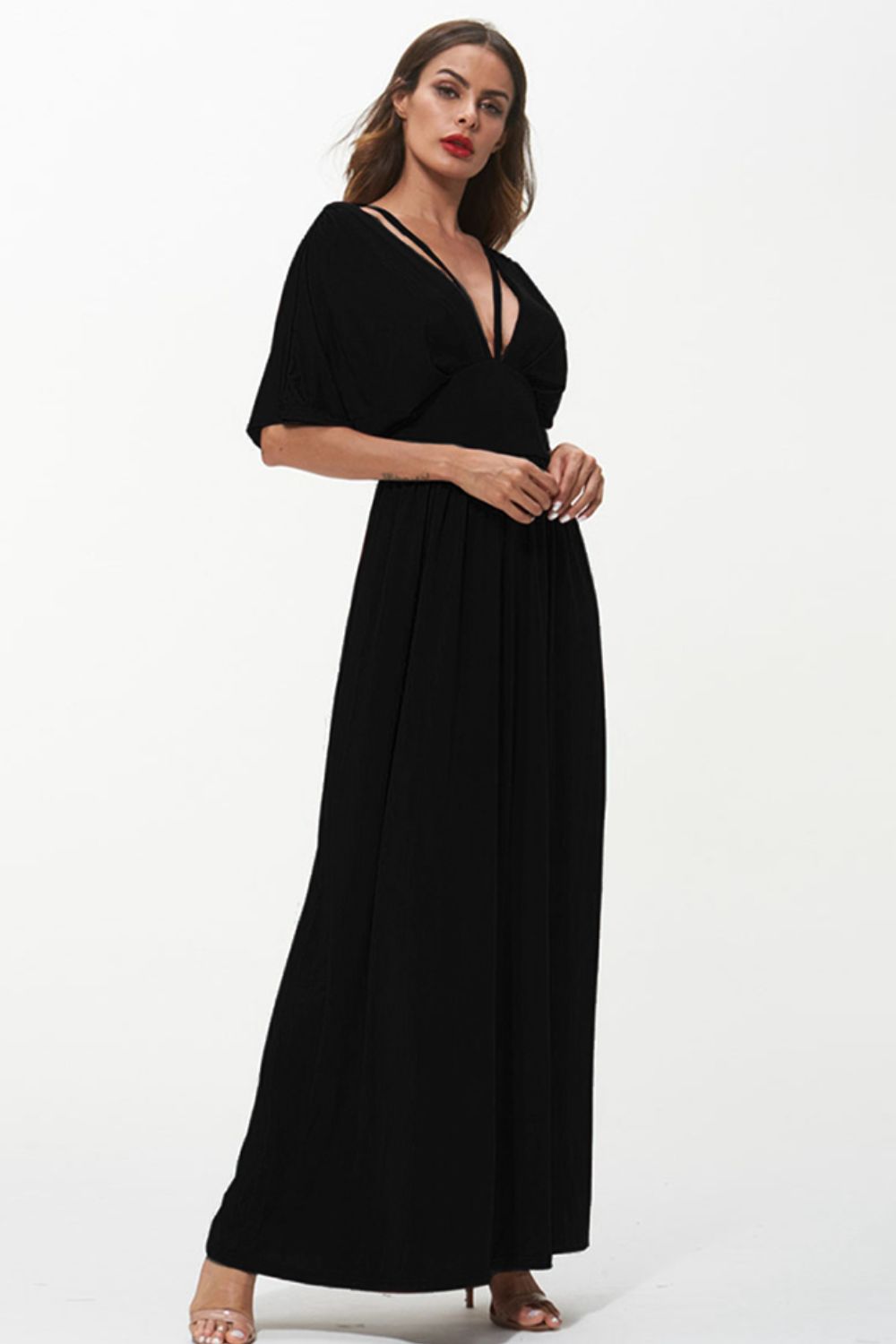 Shiny Strappy Neck Maxi Dress - Maxi Dress by Trendsi | Available at Handbags Specialist Headquarter