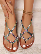 Floral Print Strappy Flat Sandals - Women Sandals by Trendsi | Available at Handbags Specialist Headquarter