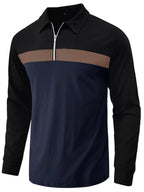 Men's Color Block Long Sleeve Polo Shirt - Men's Polo shirt by Trendsi | Available at Handbags Specialist Headquarter