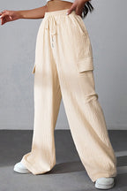 Drawstring Pocketed Wide Leg Pants - Women Pants by Trendsi | Available at Handbags Specialist Headquarter