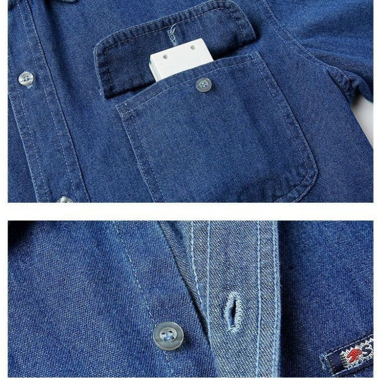 Autumn Ease: Men's Soft Denim Long Sleeve Coat