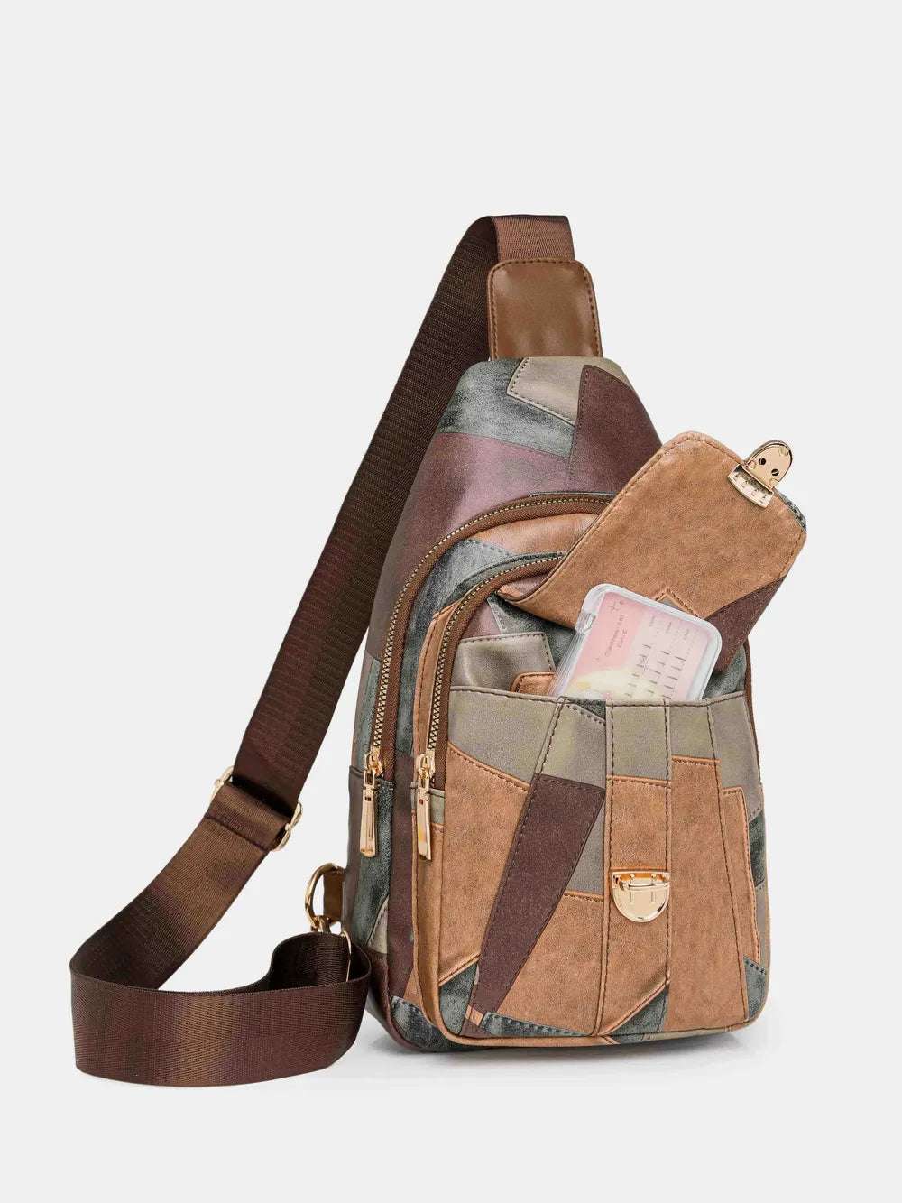 PU Leather Color Block Crossbody Bag - Crossbody Bag by Trendsi | Available at Handbags Specialist Headquarter