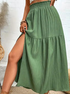 Frill Slit Skirt - Skirts by Trendsi | Available at Handbags Specialist Headquarter