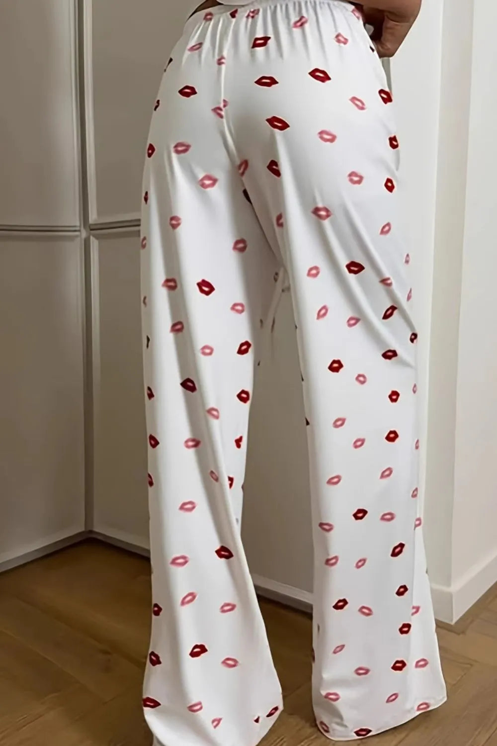 Lips Print Wide Leg Pants - Women Pants by Trendsi | Available at Handbags Specialist Headquarter