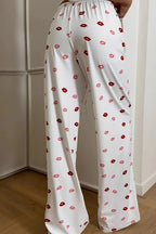 Lips Print Wide Leg Pants - Women Pants by Trendsi | Available at Handbags Specialist Headquarter