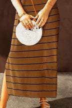 Striped Slit Sleeveless Maxi Dress - Maxi Dress by Trendsi | Available at Handbags Specialist Headquarter