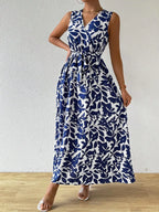 Printed Surplice Sleeveless Maxi Dress - Maxi Dress by Trendsi | Available at Handbags Specialist Headquarter