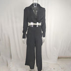 Crisscross Chic: Plus Size Pant Set with Pockets