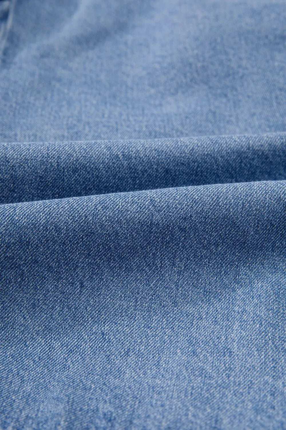 Tied Front Puff Sleeve Peplum Denim Shirt - Women / Jeans & Denim by Trendsi | Available at Handbags Specialist Headquarter