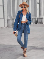 Button Up Long Sleeve Denim Jacket - Tops by Trendsi | Available at Handbags Specialist Headquarter