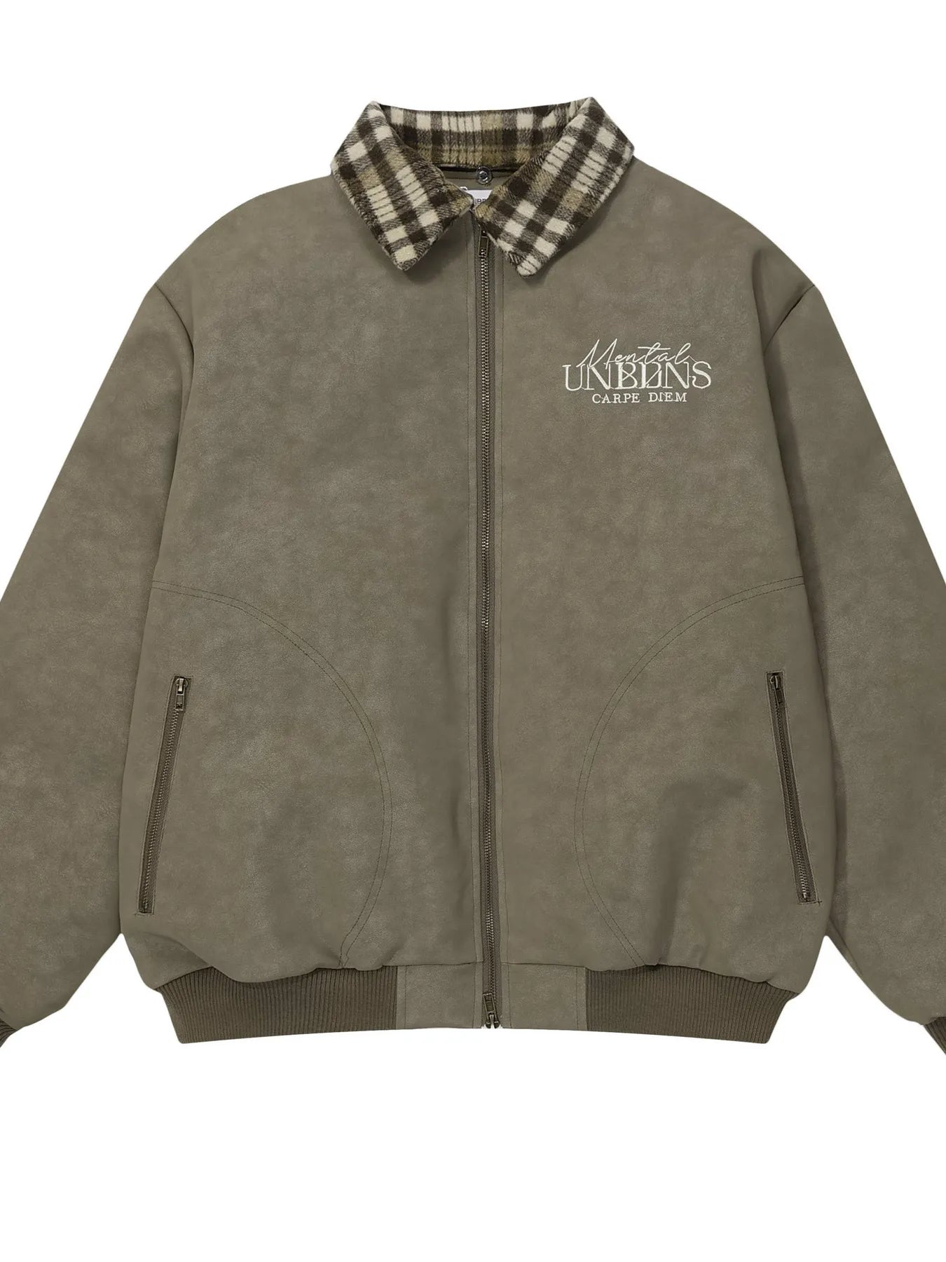 Men's Plaid Collar Detail Zip Up Jacket - Men's jackets by Trendsi | Available at Handbags Specialist Headquarter