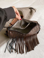PU Leather Fringe Studded Crossbody Bag - Crossbody Bag by Trendsi | Available at Handbags Specialist Headquarter