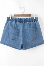 Drawstring High Waist Denim Shorts with Pockets - Women / Jeans & Denim by Trendsi | Available at Handbags Specialist Headquarter