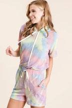 BiBi Tie Dye French Terry Hoodie Top and Bottom Set -  by Trendsi | Available at Handbags Specialist Headquarter