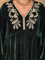 Plus Size Embroidered V-Neck Long Sleeve Dress - Dresses by Trendsi | Available at Handbags Specialist Headquarter