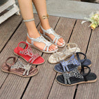 Rhinestone Embellished Flower Flat Sandals - Women Sandals by Trendsi | Available at Handbags Specialist Headquarter