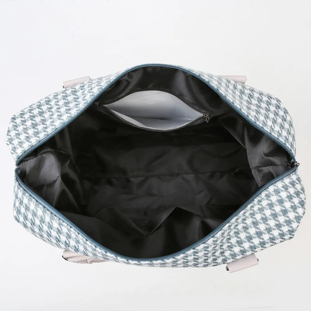 Houndstooth Canvas Travel Bag - travel-bag by Trendsi | Available at Handbags Specialist Headquarter